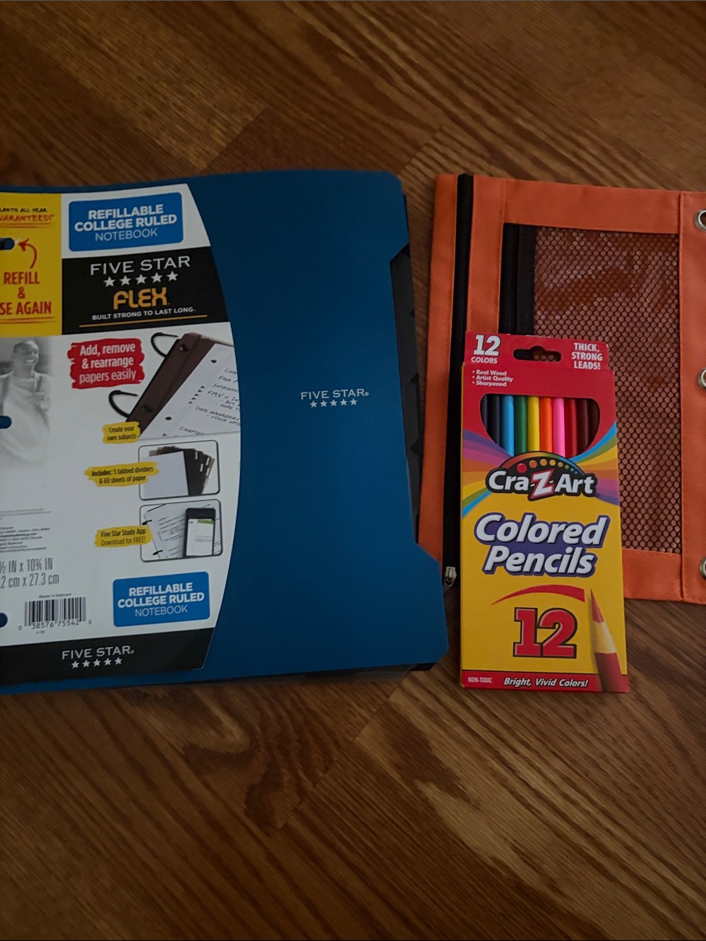 Five Star Blue Refillable Notebook Sleeve with Orange Pouch